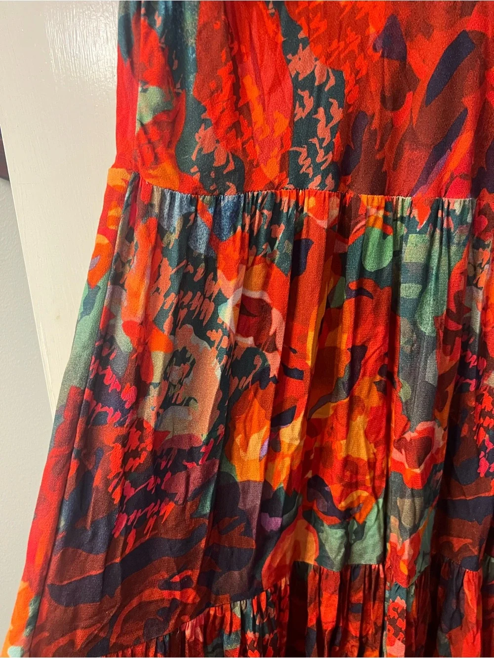 Soft Surroundings long v neck ruffle dress size L - Picture 10 of 11